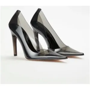 Good American New Women's Cinderella Clear Pump Light Smoke, US 7.5