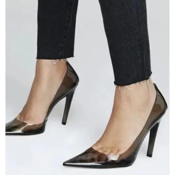 Good American New Women's Cinderella Clear Pump Light Smoke, US 7.5