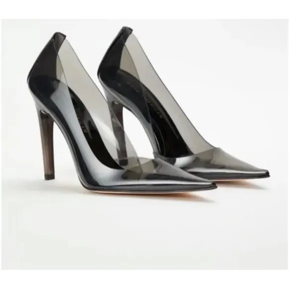 Good American New Women's Cinderella Clear Pump Light Smoke, US 7.5