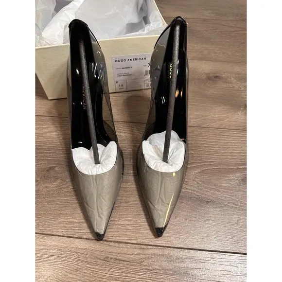 Good American New Women's Cinderella Clear Pump Light Smoke, US 7.5