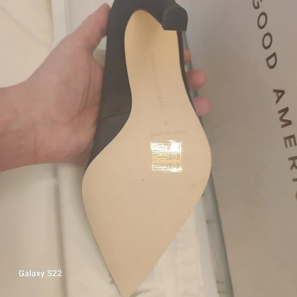 Good American Satin Pumps Pointed Toe Size Various. NIB