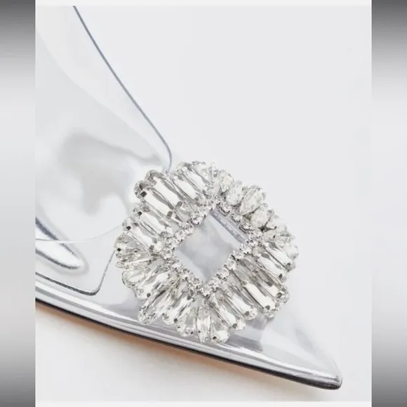 Good American Sz 10Clear Cinder-F*cking-Rella Jeweled Stiletto Pumps