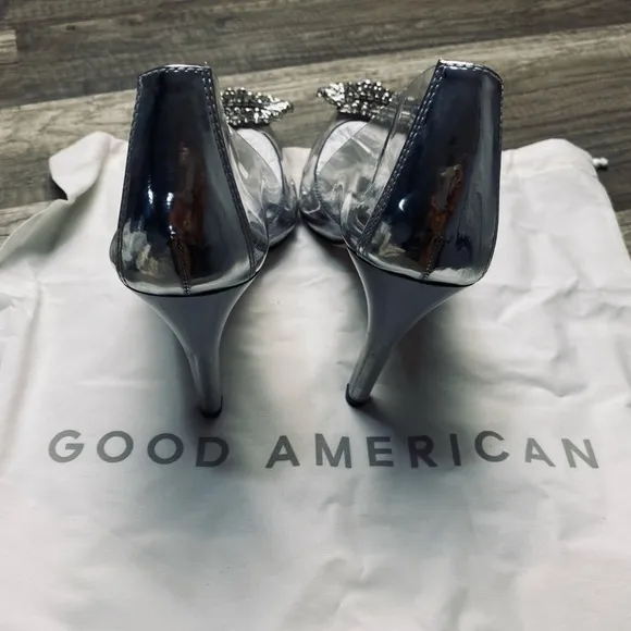 Good American Sz 10Clear Cinder-F*cking-Rella Jeweled Stiletto Pumps