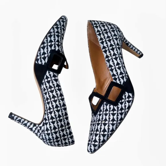 Gordana Dimitrijevic Paris Designer Heels Black White Women's Size EU 37 US 6.5