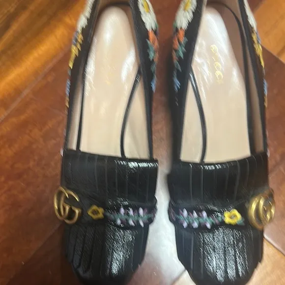 Gucci Black Floral Women's Shoes