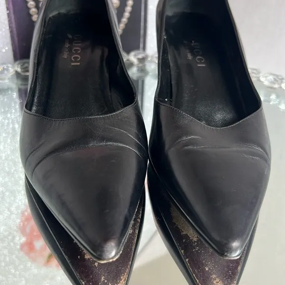 GUCCI  Black Leather Classic Pump 1012555  Size 38.5 C Made in Italy