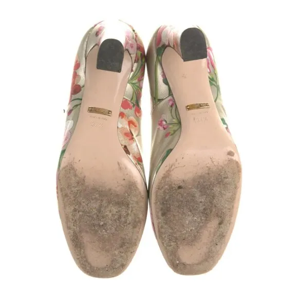 Gucci Blooms Leather Pumps | Size7.5/37.5 | Floral Pump | Made in Italy