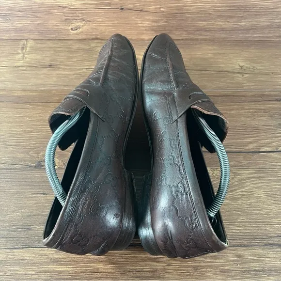 GUCCI Brown Leather Penny Loafers Dress Shoes Men’s Size 10