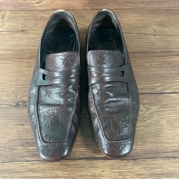 GUCCI Brown Leather Penny Loafers Dress Shoes Men’s Size 10