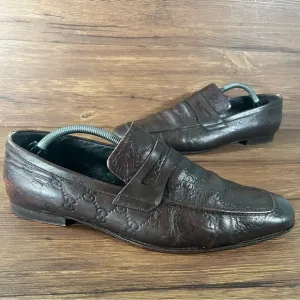 GUCCI Brown Leather Penny Loafers Dress Shoes Men’s Size 10