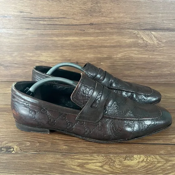 GUCCI Brown Leather Penny Loafers Dress Shoes Men’s Size 10