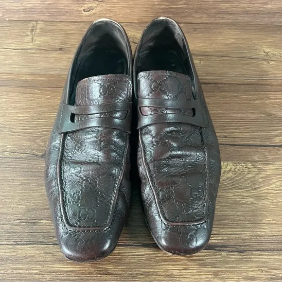 GUCCI Brown Leather Penny Loafers Dress Shoes Men’s Size 10