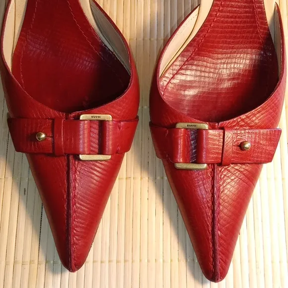 GUCCI Elegant Rust Leather Women's Mules Size 9.5