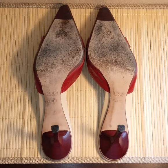 GUCCI Elegant Rust Leather Women's Mules Size 9.5