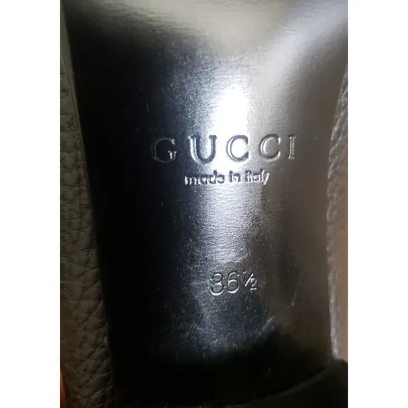 Gucci GG Logo Classic Pumps 225348 Women’s 6.5 Leather Heel Shoes Black Leather