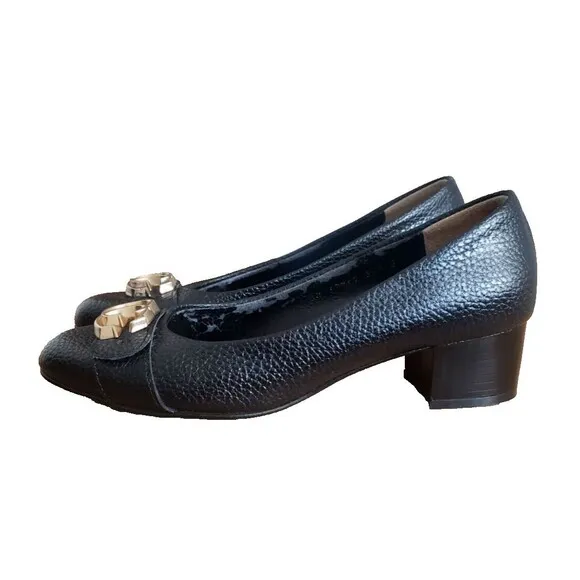 Gucci GG Logo Classic Pumps 225348 Women’s 6.5 Leather Heel Shoes Black Leather
