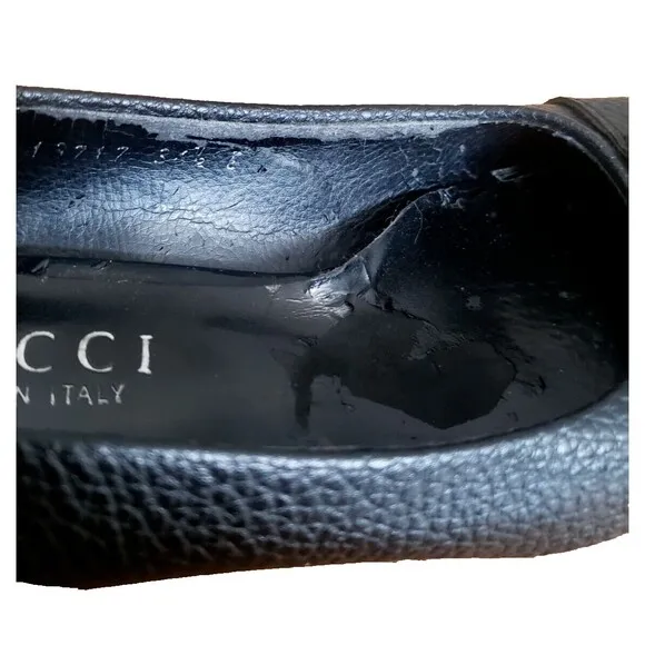Gucci GG Logo Classic Pumps 225348 Women’s 6.5 Leather Heel Shoes Black Leather