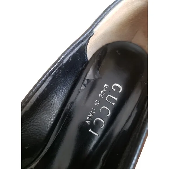 Gucci GG Logo Classic Pumps 225348 Women’s 6.5 Leather Heel Shoes Black Leather