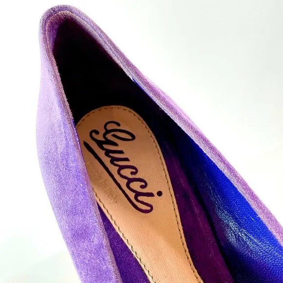 Gucci 'Sophia' Royal Purple Suede Stiletto Peep Toe Heels