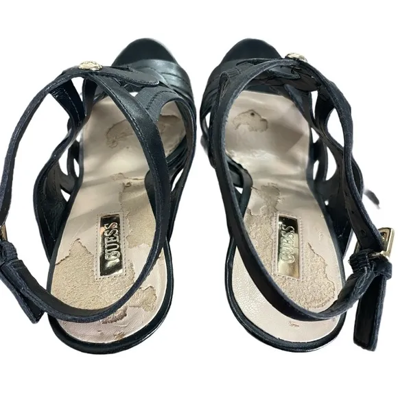 Guess Strappy Black Kasey Platform Stiletto Heels Size 9.5