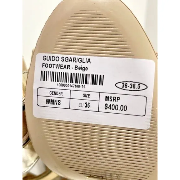 Guido Sgariglia Vero Italy Gold Silver Strappy Leather Heels Sz 5.5 or 36 $400