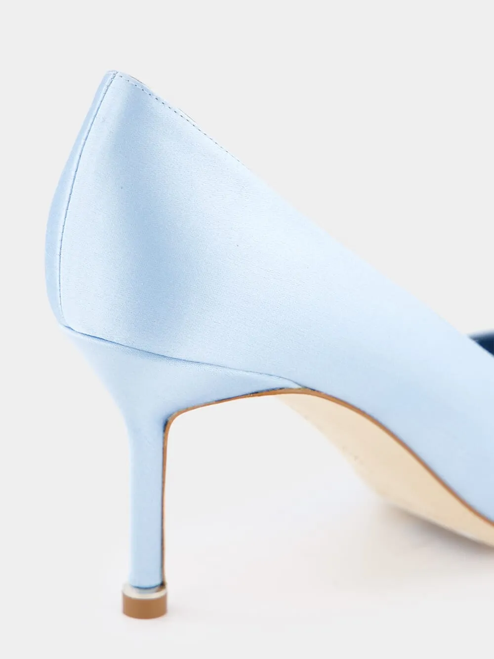 Hangisi Light Blue Jewel Buckle Satin 105mm Pumps