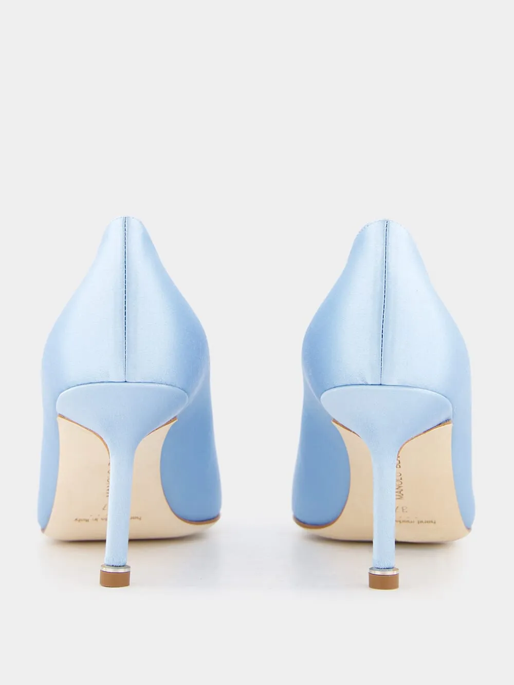 Hangisi Light Blue Jewel Buckle Satin 105mm Pumps