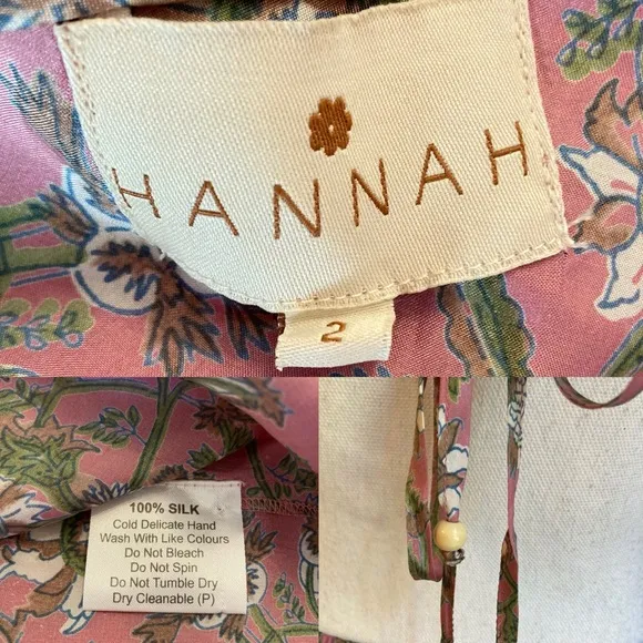 HANNAH ARTWORK Carmen Silk Block Floral Print Midi Dress