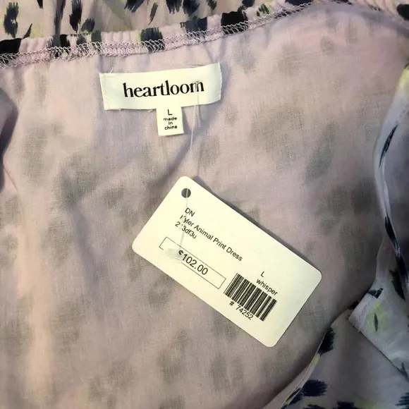 HEARTLOOM Purple Kyler Animal Print Mini Dress Size Large NEW