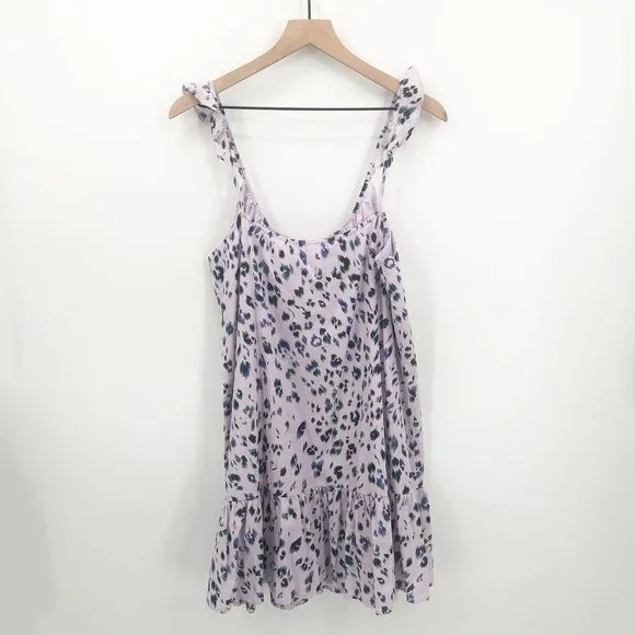 HEARTLOOM Purple Kyler Animal Print Mini Dress Size Large NEW