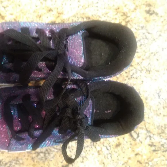 Heelys Girls Split Purple Aqua Skate Shoes Glitter Roller Shoes Size Youth 4