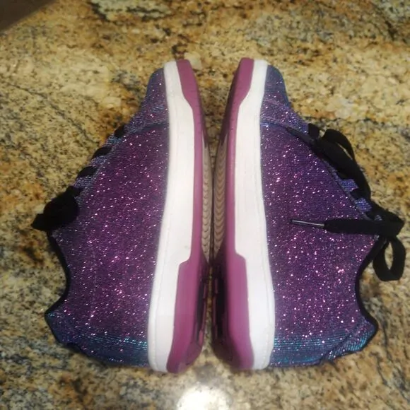 Heelys Girls Split Purple Aqua Skate Shoes Glitter Roller Shoes Size Youth 4