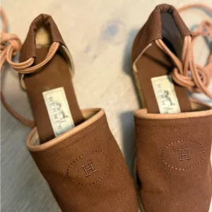 Hermes Brown Espadrille Shoes