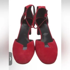 Hermes D’Orsay  Pumps with Ankle Straps and Suede Texture 9,5