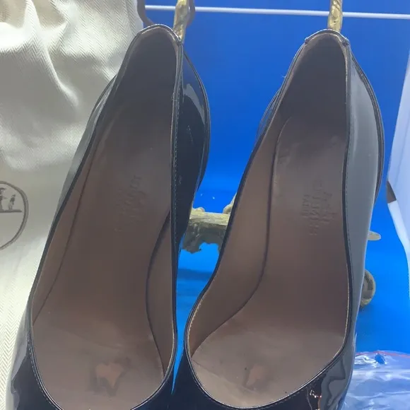 Hermès GROUPIE Black PATENT LEATHER PUMPS   PUMP HERMES SHOES 👠 size 35