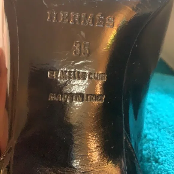 Hermès GROUPIE Black PATENT LEATHER PUMPS   PUMP HERMES SHOES 👠 size 35