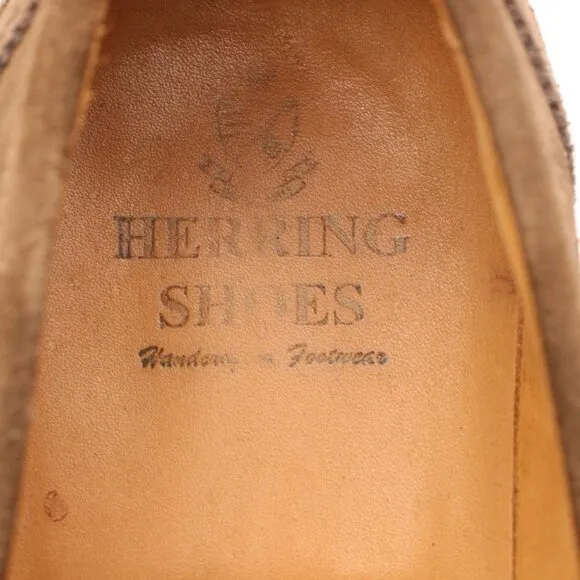 Herring Handcrafted Brown Suede Oxford Penny Loafer Men's Size UK 8 Dress Shoes