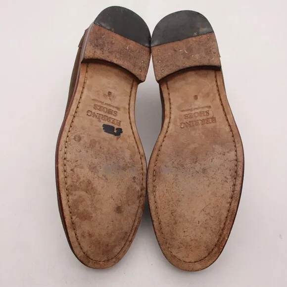 Herring Handcrafted Brown Suede Oxford Penny Loafer Men's Size UK 8 Dress Shoes