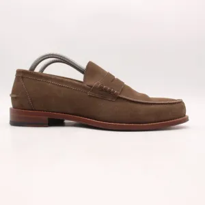 Herring Handcrafted Brown Suede Oxford Penny Loafer Men's Size UK 8 Dress Shoes
