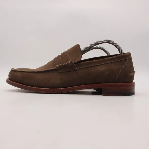 Herring Handcrafted Brown Suede Oxford Penny Loafer Men's Size UK 8 Dress Shoes