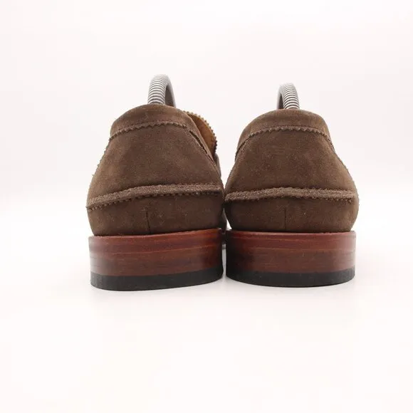 Herring Handcrafted Brown Suede Oxford Penny Loafer Men's Size UK 8 Dress Shoes