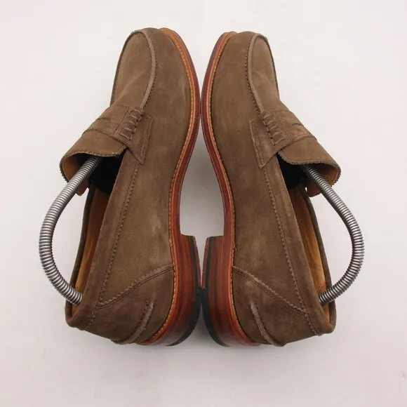 Herring Handcrafted Brown Suede Oxford Penny Loafer Men's Size UK 8 Dress Shoes