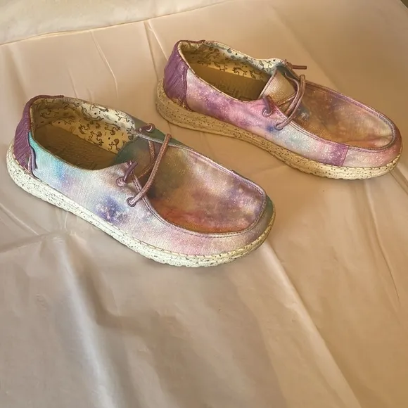 Hey dude slip on shoes size kids 6 women 7 unicorn dreamer pink/purple sparkly