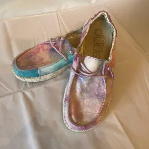Hey dude slip on shoes size kids 6 women 7 unicorn dreamer pink/purple sparkly