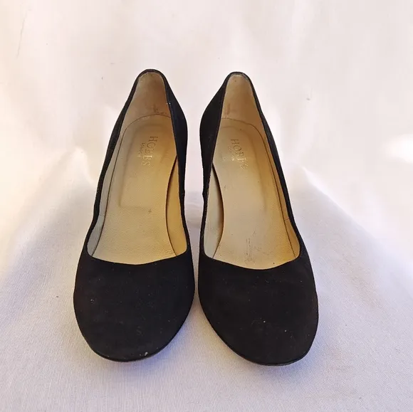 Hobbs London Sonia Court Shoes Pumps Round Toe Black Suede Black Heel 39 3.5&quot;