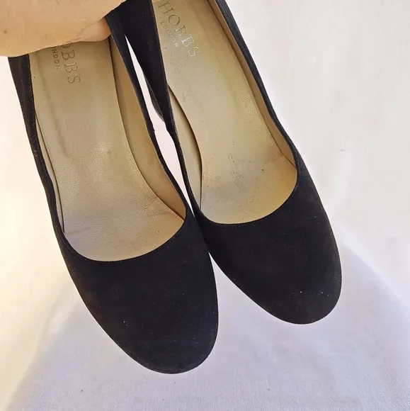 Hobbs London Sonia Court Shoes Pumps Round Toe Black Suede Black Heel 39 3.5&quot;