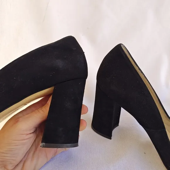 Hobbs London Sonia Court Shoes Pumps Round Toe Black Suede Black Heel 39 3.5&quot;