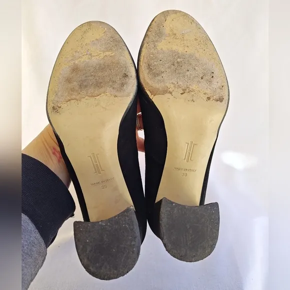Hobbs London Sonia Court Shoes Pumps Round Toe Black Suede Black Heel 39 3.5&quot;