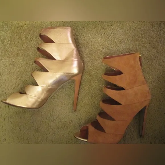 HOT Sergio Rossi Cutout Zigzag Suede and Metallic Leather Boot Sandals $1,295 !