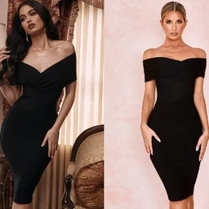 HOUSE OF CB 'Clarissa' Black Off Shoulder Bandage Dress NWOT